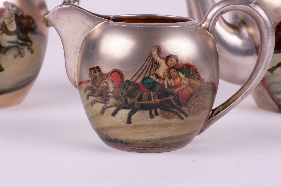 Russian silver tea set. Makers mark of Nikolay — image 4
