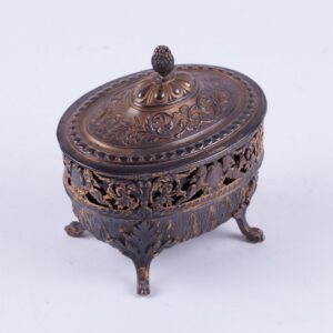 French solid silver box with blue glass. — image 1
