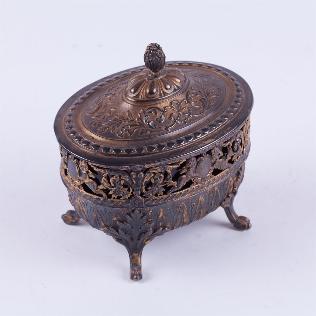 French solid silver box with blue glass. — image 1