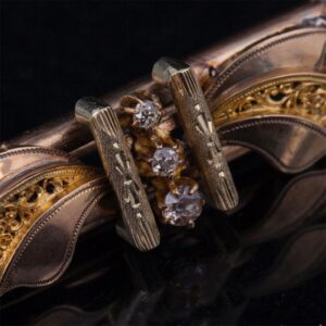 Gold, 56 brooch with diamonds old cut — image 2