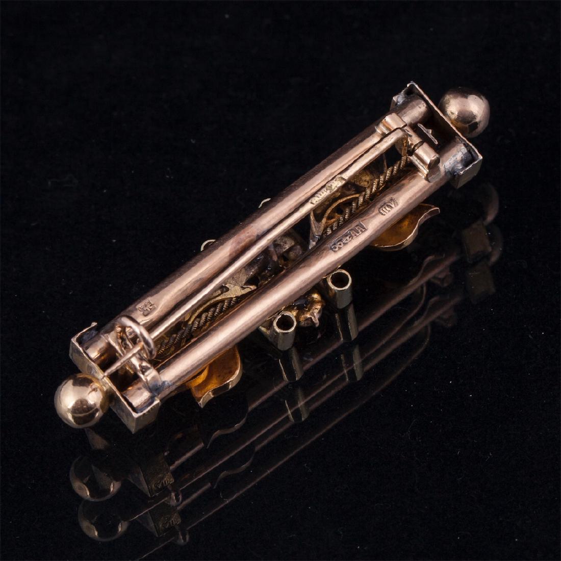 Gold, 56 brooch with diamonds old cut — image 3
