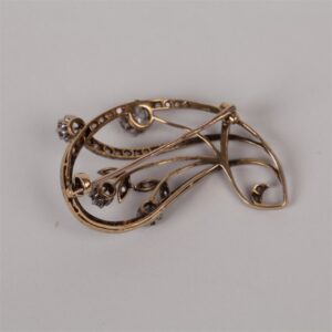Gold Art Noveau Russian imperial time brooch with — image 6