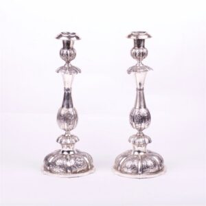 Pair of solid silver candlesticks. Russia. — image 1