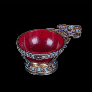 Rare gem-set silver and cloisonne enamel kovsh — image 1