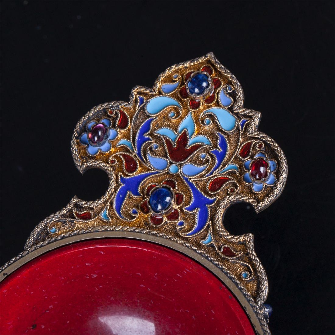 Rare gem-set silver and cloisonne enamel kovsh — image 3
