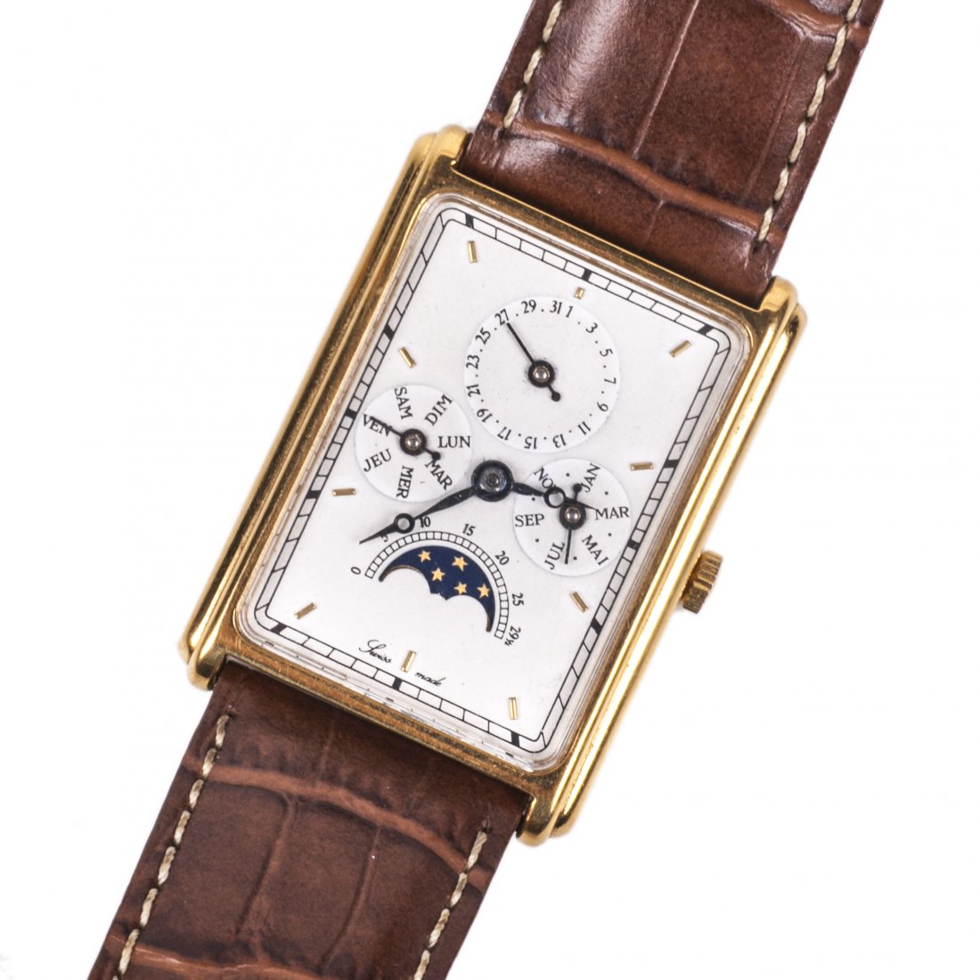 Swiss gilded men's wristwatch with calendar — image 1