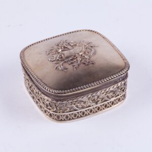 French solid silver box with blue glass. — image 1