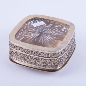 French solid silver box with blue glass. — image 6