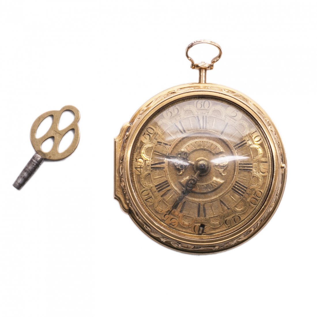 Gold Repousse Pair case watch, signed Pasteur — image 1