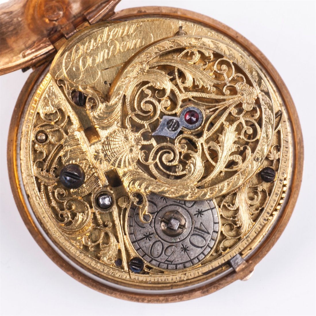 Gold Repousse Pair case watch, signed Pasteur — image 8