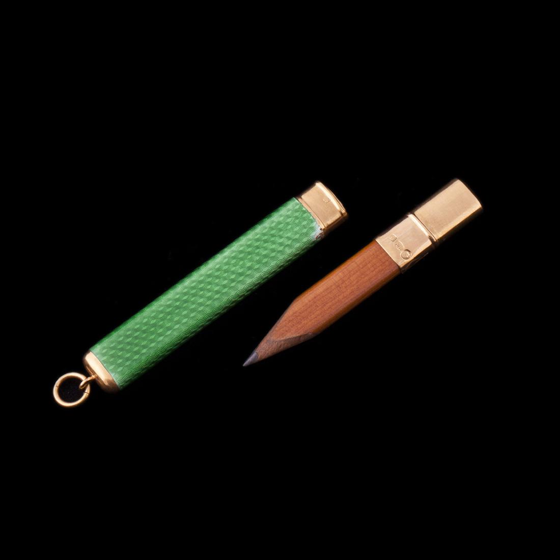 Russian Faberge silver-gilt and guilloche enamel pencil — image 1