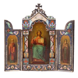 Russian triptych with depiction of saints — image 1