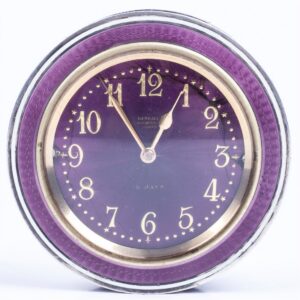 French silver and an enamel desk clock — image 2