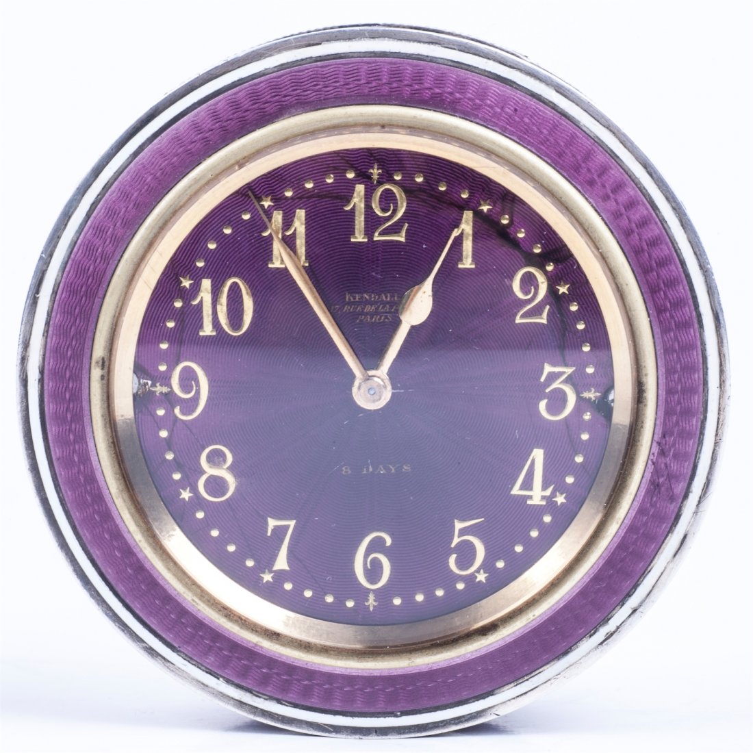 French silver and an enamel desk clock — image 2