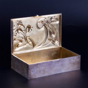 Great Faberge Art nouveau gem-set silver-gilt cigar box — image 3