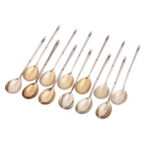 Set of 12 engraved silver tea spoons — image 2
