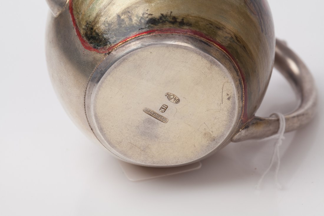 Russian silver and enamel tea set "Troyka". — image 7