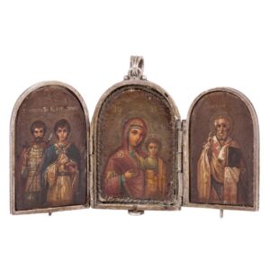 Russian triptych with depiction of saints. Moscow — image 1