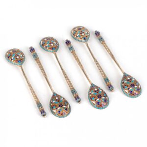 Set of six tea spoons. Workshop of G. Klingert. Moscow, — image 1
