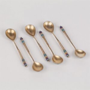 Set of six tea spoons. Workshop of G. Klingert. Moscow, — image 2