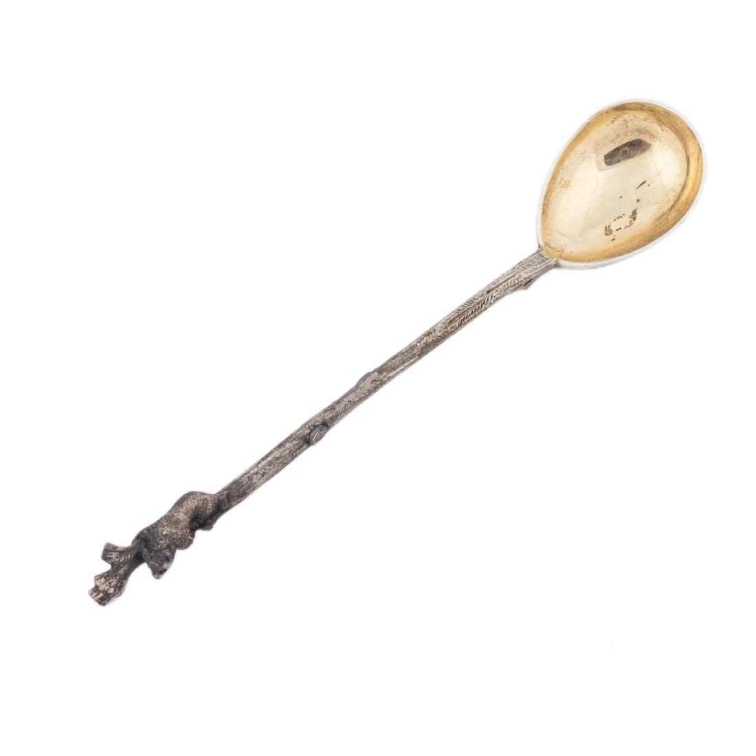 Silver cast tea-holder spoon "Bear" — image 1