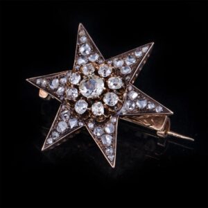 56 gold and diamonds brooch in a shape of hexagram — image 1