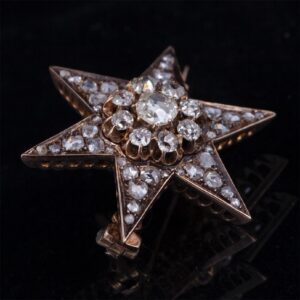 56 gold and diamonds brooch in a shape of hexagram — image 2