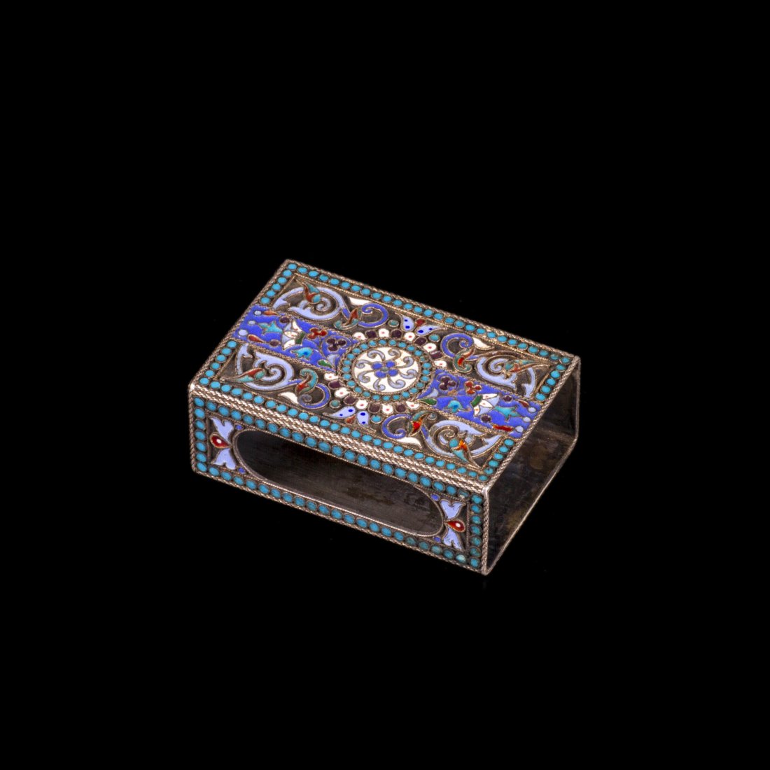 Russian silver and cloisonne enamel match-box — image 1