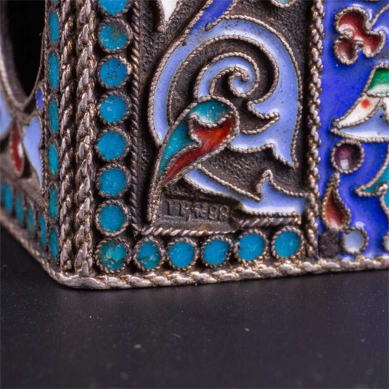 Russian silver and cloisonne enamel match-box — image 4