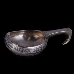Russian silver-gilt kovsh with a proverb — image 4