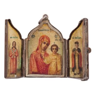 Russian travel triptych with saints. E.Kuznetsov — image 1