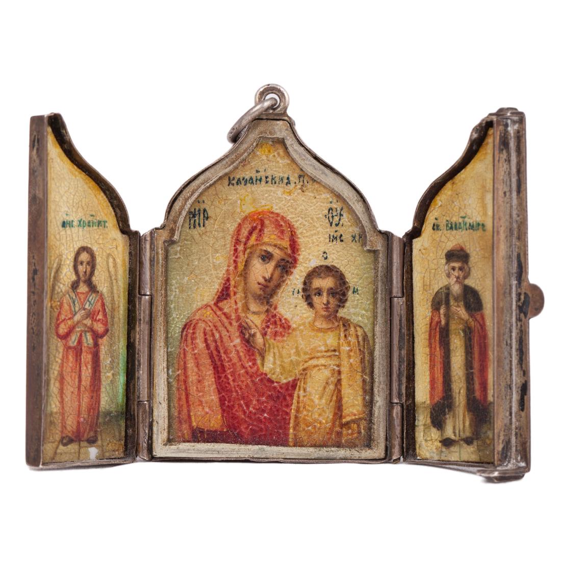 Russian travel triptych with saints. E.Kuznetsov — image 1
