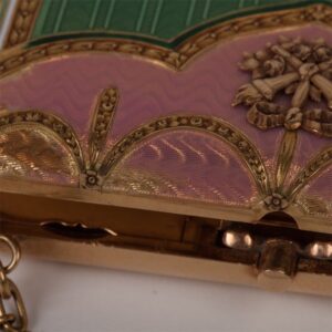 18K gold enamel ladies bag-purse with chain. — image 3