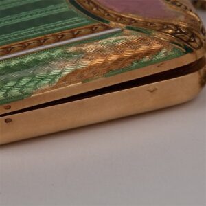 18K gold enamel ladies bag-purse with chain. — image 4