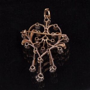 Gold, 56 brooch-pendant in Art Nouveau style with — image 3