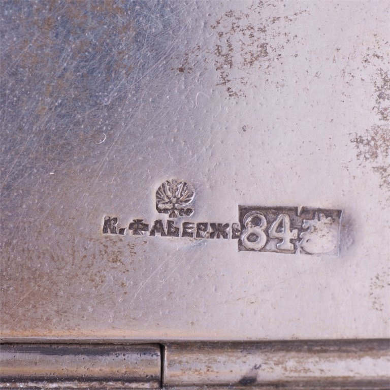 Silver and white material double lid cigar box by — image 6