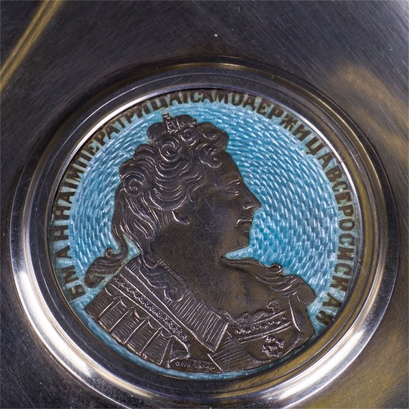 Faberge ashtray with encrusted coin of Empress Anna — image 2
