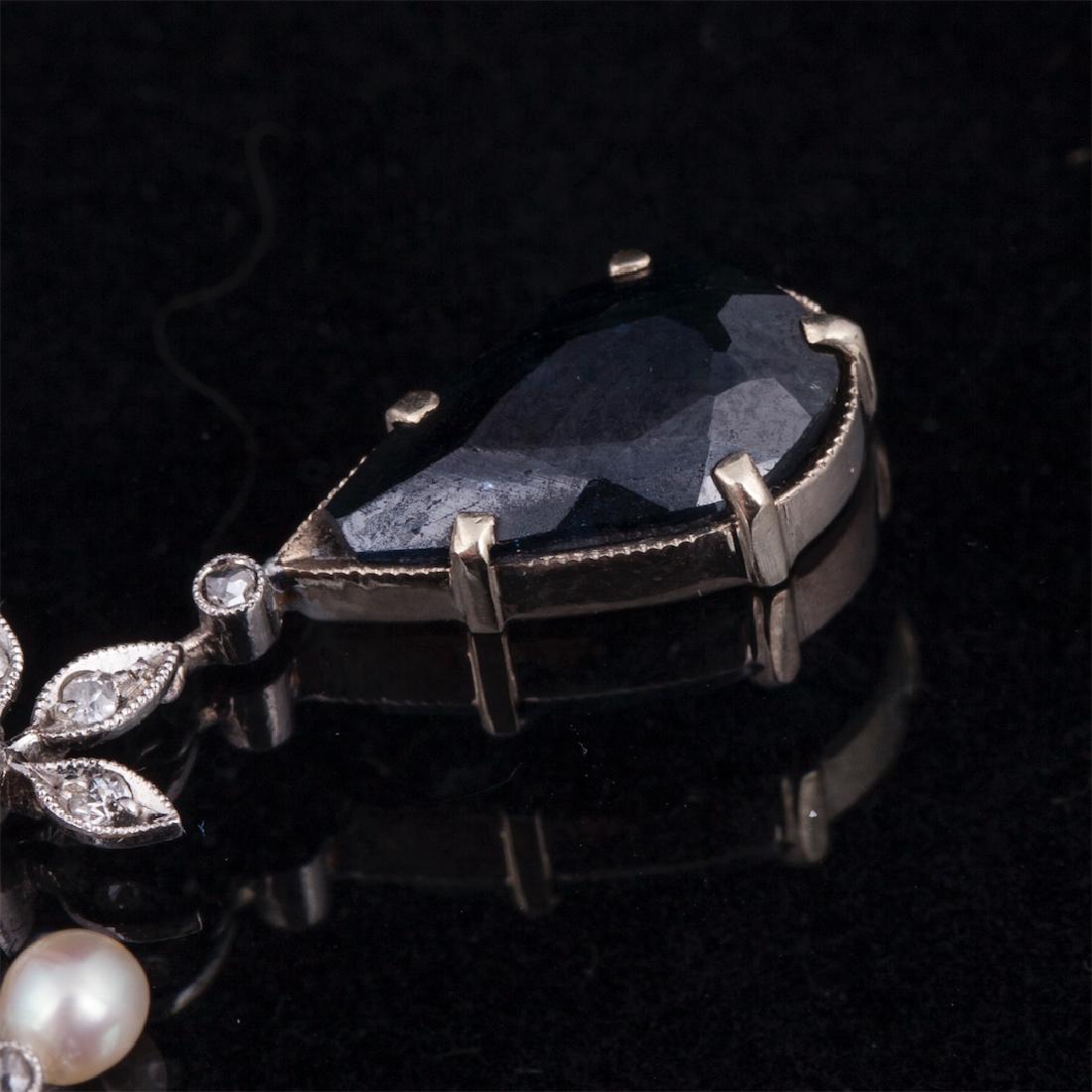 Platinum,950 pendant with diamonds and sapphires — image 2