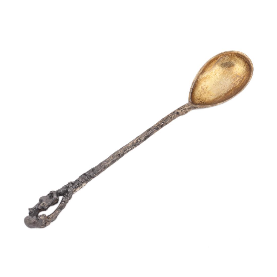 Silver cast tea-holder spoon "Bears" — image 1