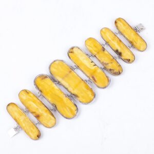 Antique amber and silver hand bracelet — image 3