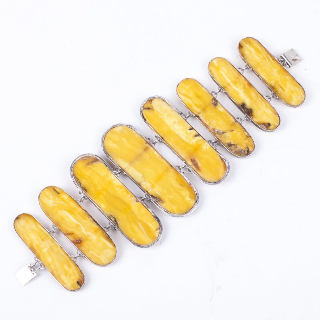 Antique amber and silver hand bracelet — image 3