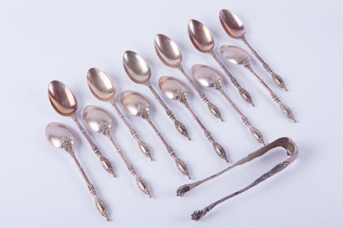 French solid silver tea spoons set. — image 3