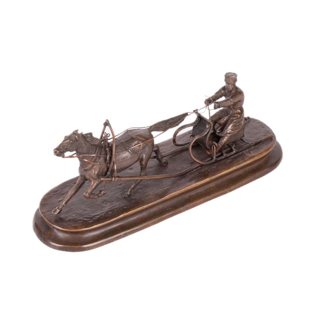Russian bronze by Vasiliy Grachev "Winter sleigh" — image 1