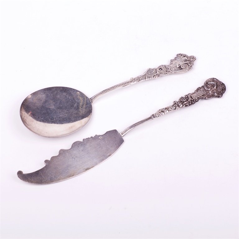 Silver set of 2 dessert units. French. — image 1