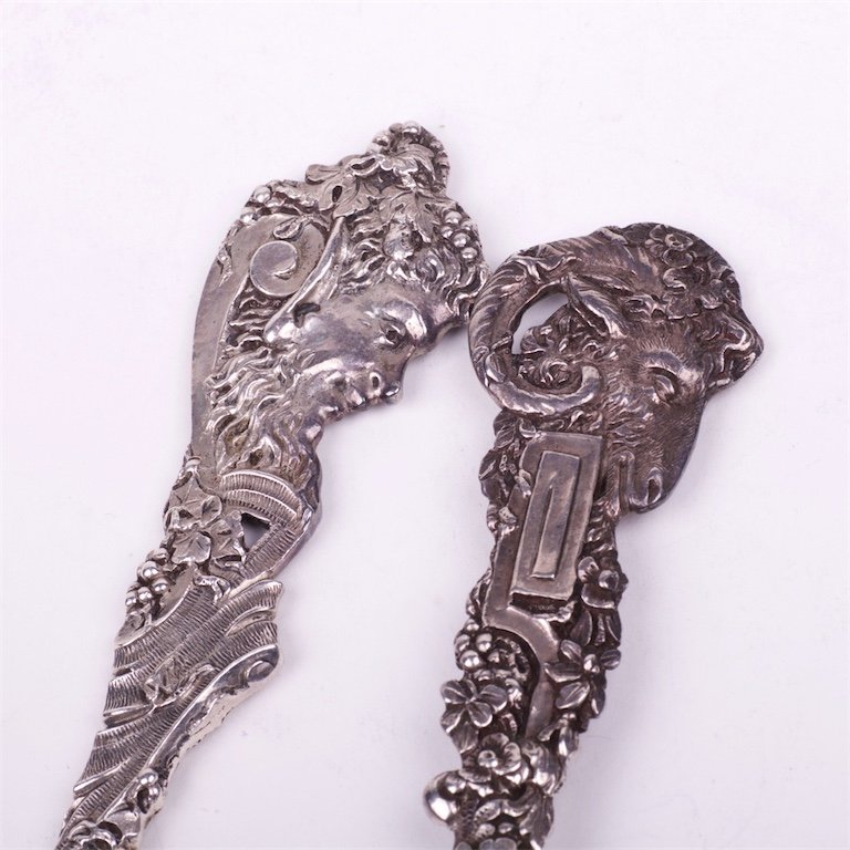 Silver set of 2 dessert units. French. — image 3