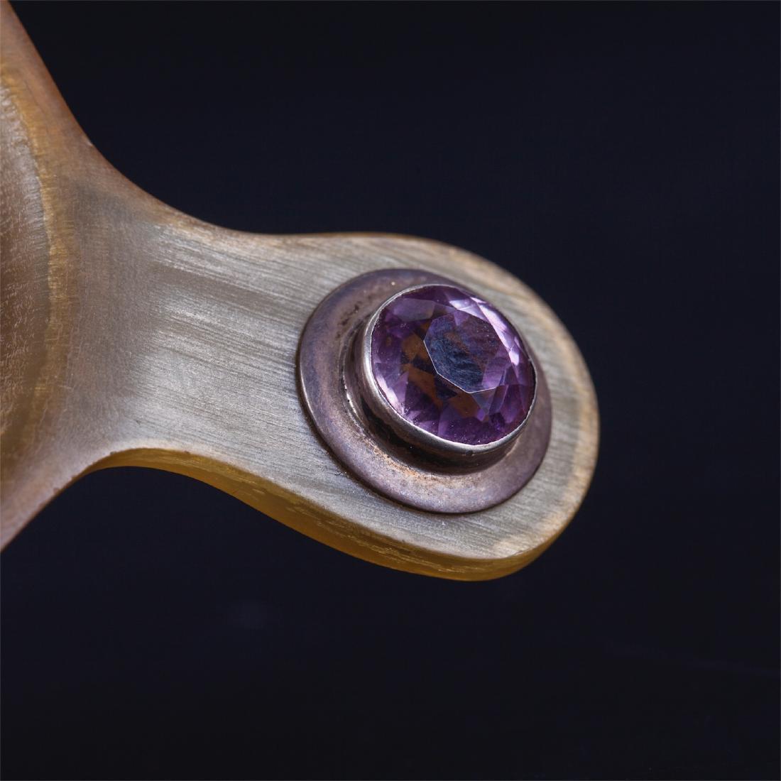 Small Russian silver, enamel and horn kovsh — image 3