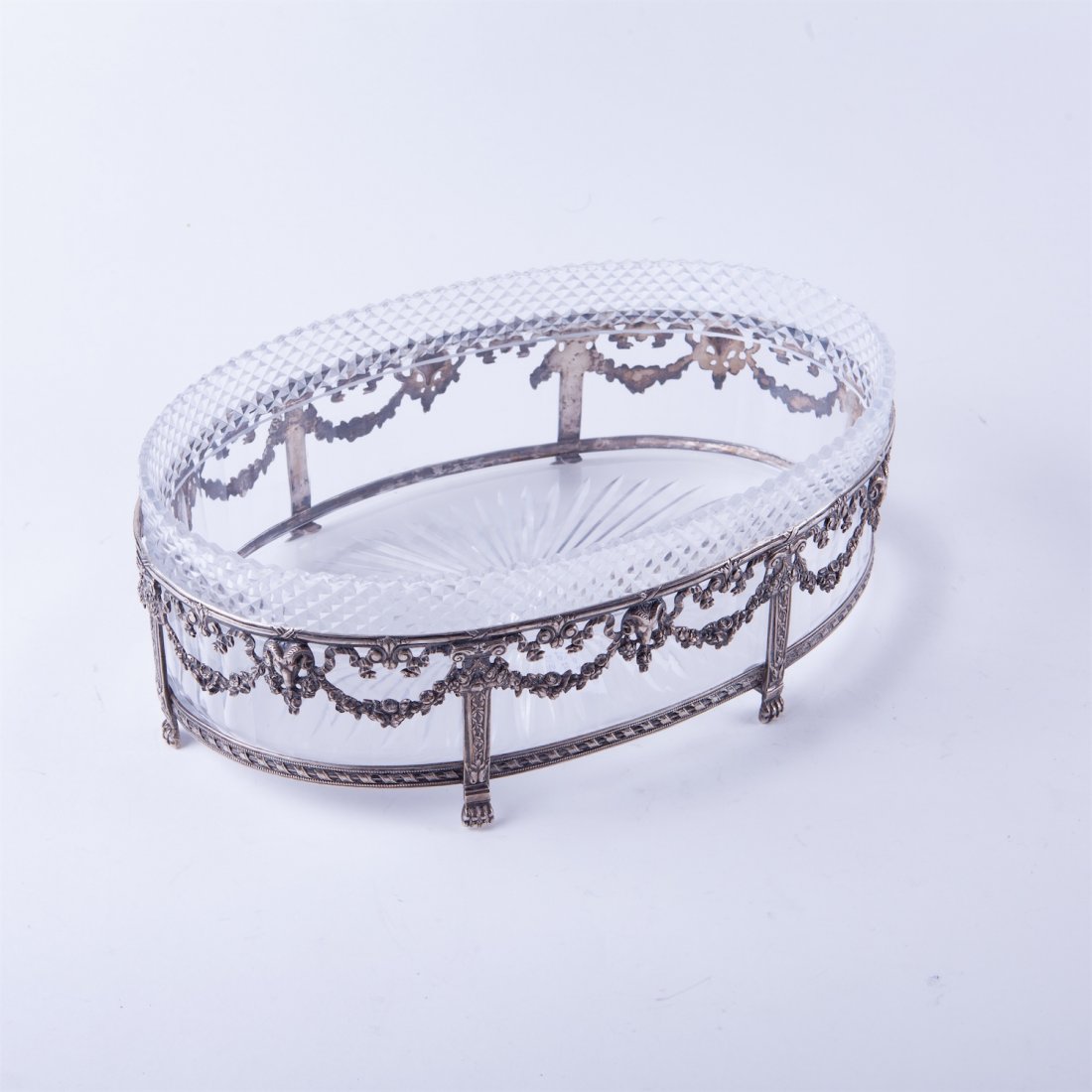 French solid silver with glass fruit bowl. — image 1