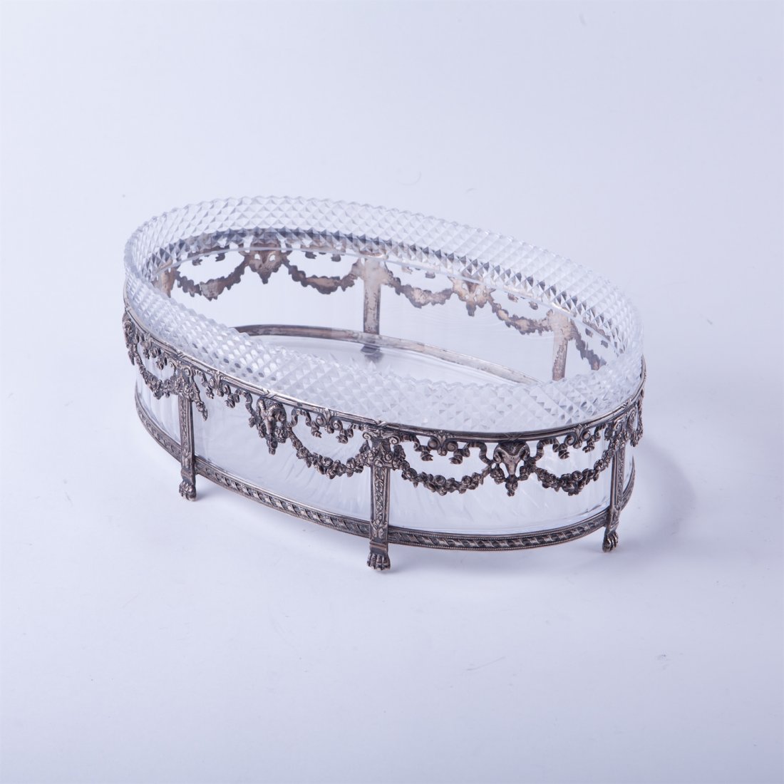 French solid silver with glass fruit bowl. — image 2