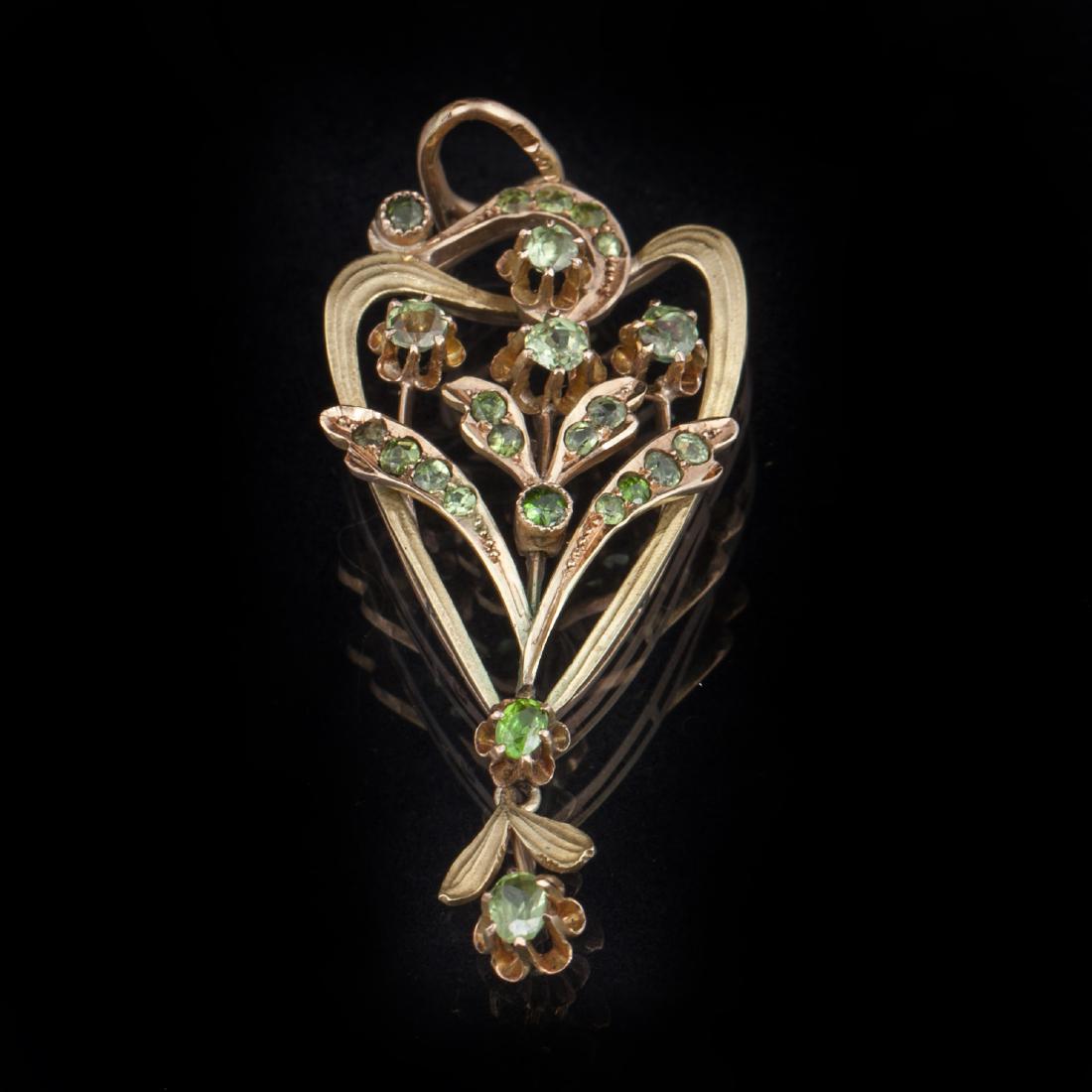 Gold,56 pendant with demantoids — image 1