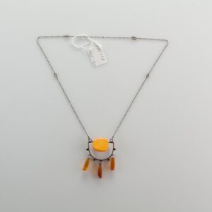 Natural Baltic Amber necklace on silver chain. — image 1
